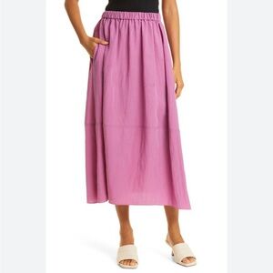 Vince Tiered Pleated Purple Pullover Elastic Waist Long Skirt M
